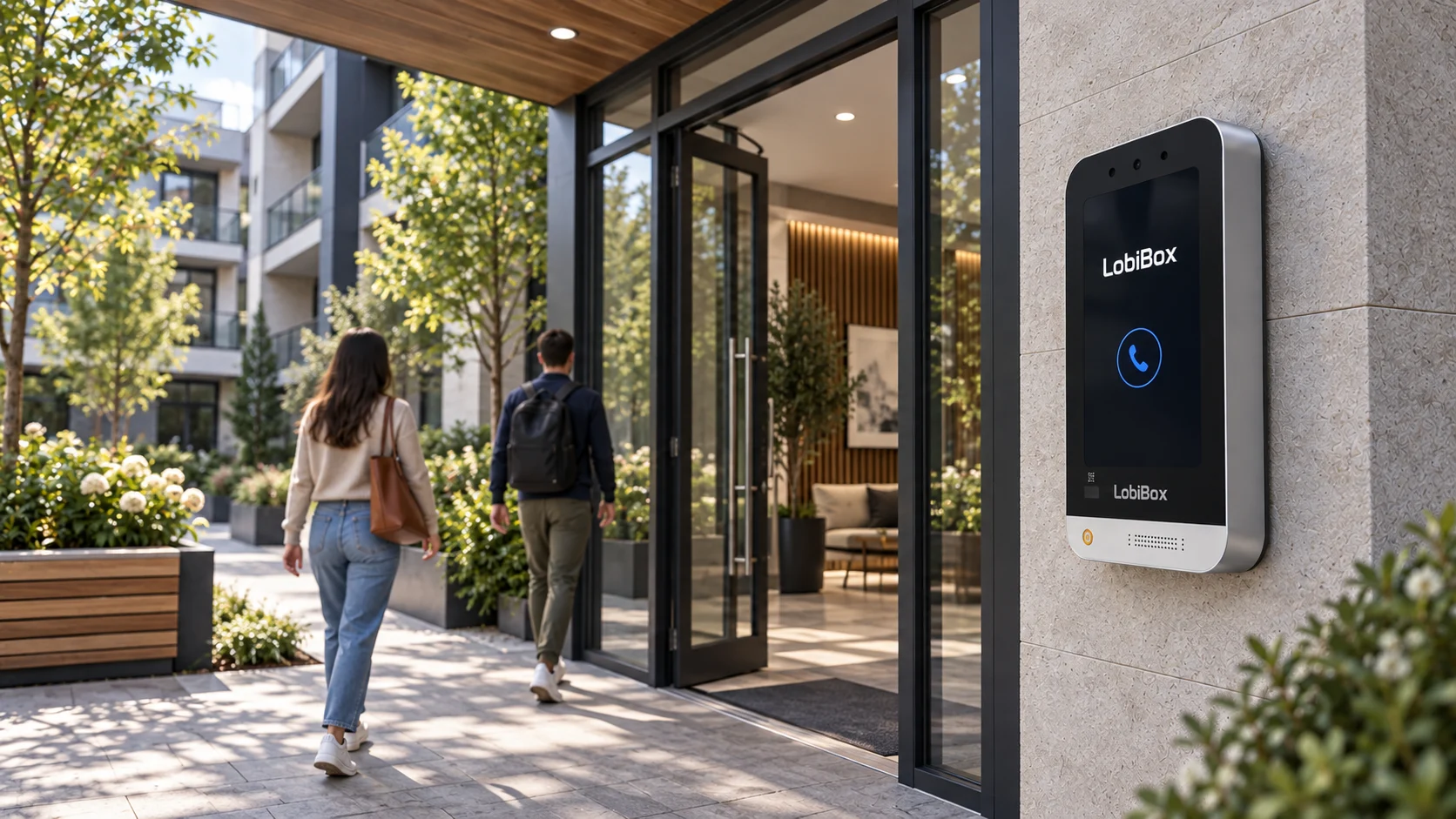 Concept view of LobiBox visitor entry at a multifamily property
